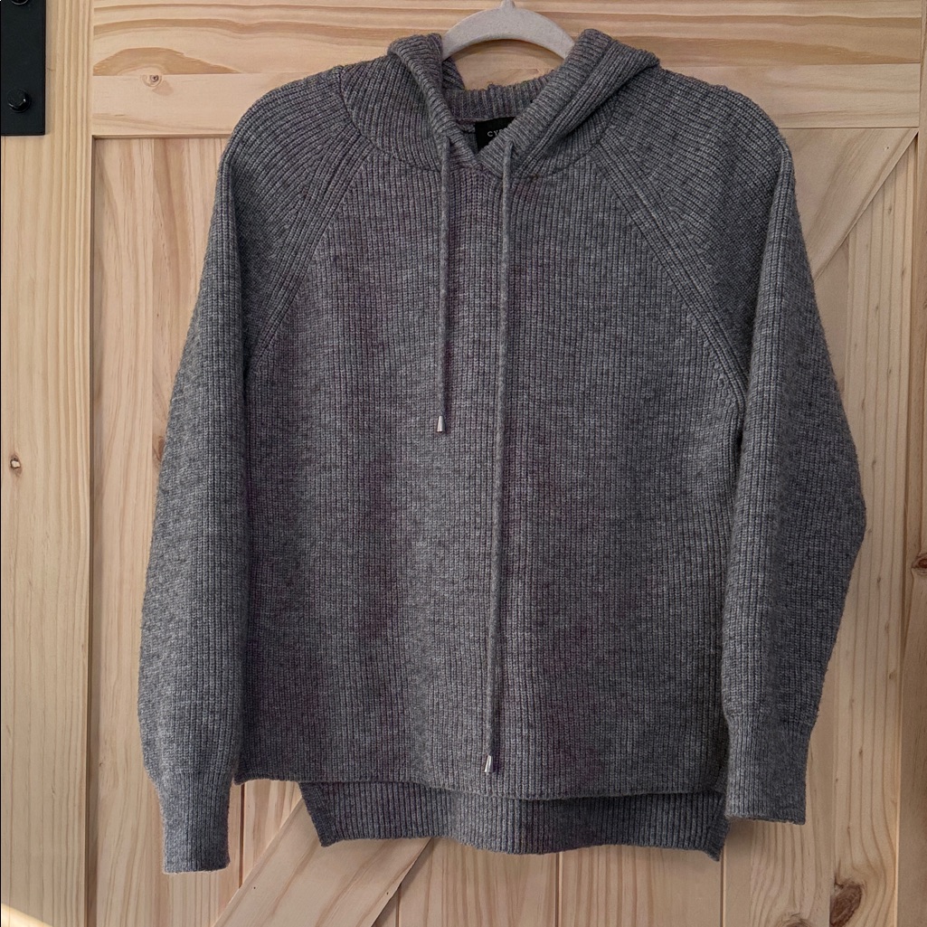 Cyrus Charcoal Ribbed Hooded Sweater